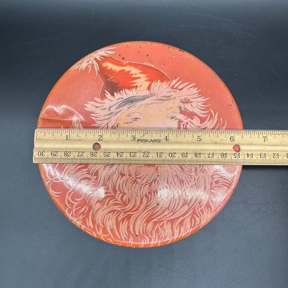 Vintage Santa Claus Candy Tin 1930s Mrs Stevens Red Round Kitschy Metal READ - Picture 14 of 15